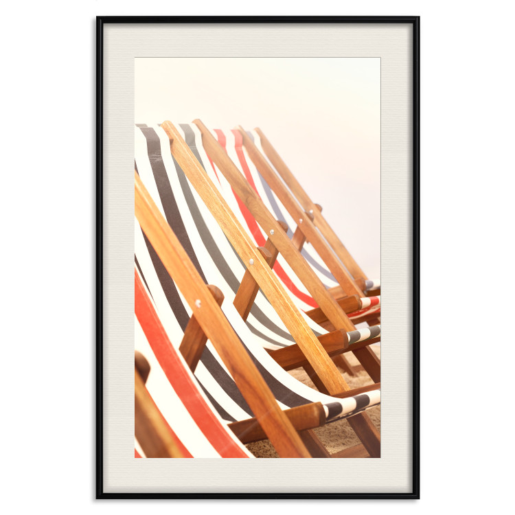 Poster Sunny Bathing - summer composition with colorful beach loungers 135888 additionalImage 19