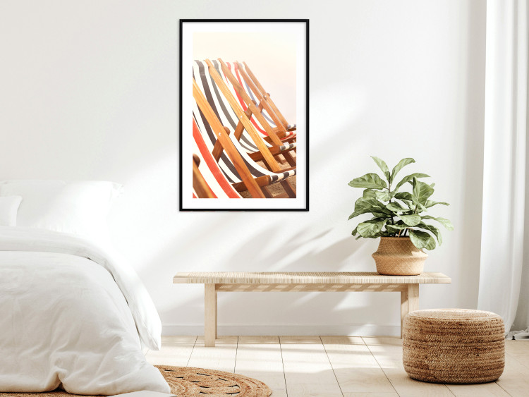 Poster Sunny Bathing - summer composition with colorful beach loungers 135888 additionalImage 22