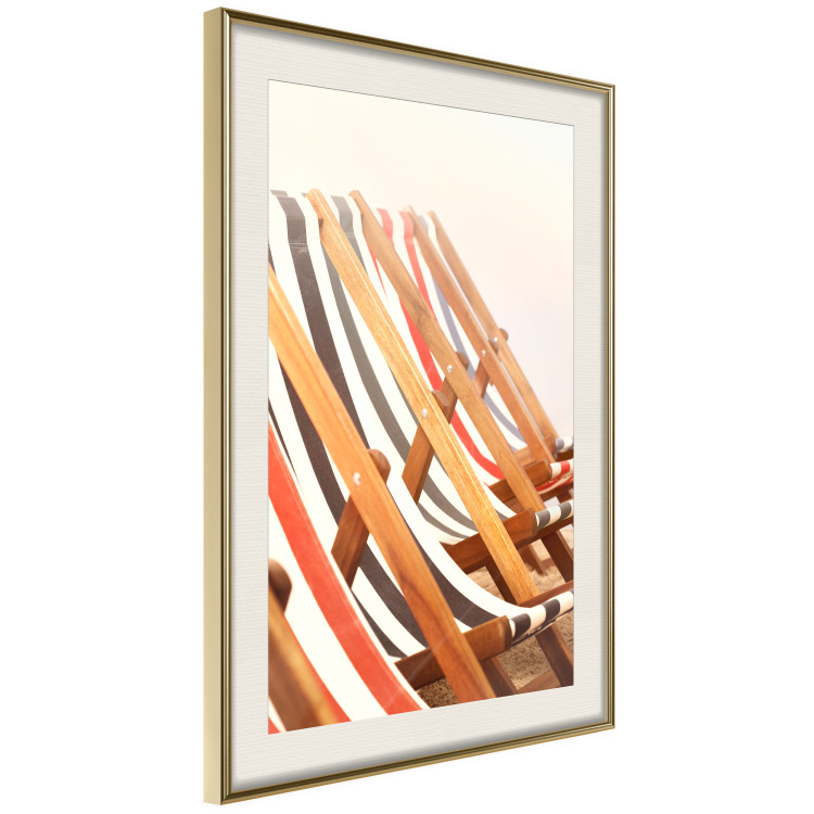 Poster Sunny Bathing - summer composition with colorful beach loungers 135888 additionalImage 3