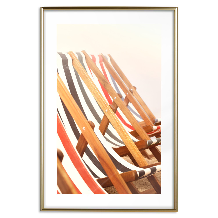 Poster Sunny Bathing - summer composition with colorful beach loungers 135888 additionalImage 13
