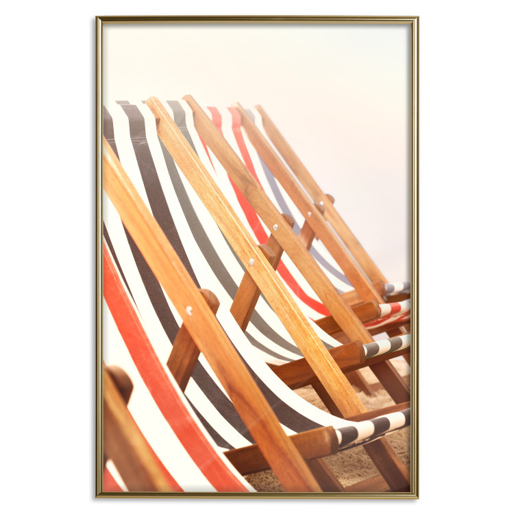 Poster Sunny Bathing - summer composition with colorful beach loungers 135888 additionalImage 14
