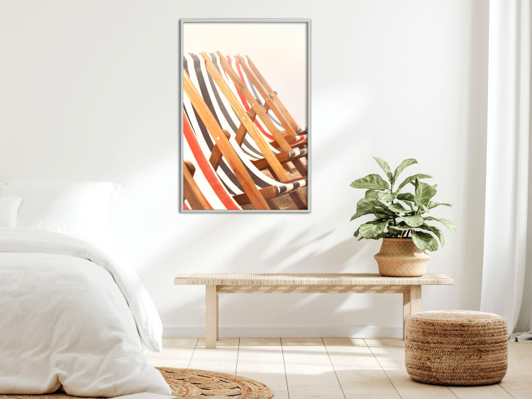 Poster Sunny Bathing - summer composition with colorful beach loungers 135888 additionalImage 10