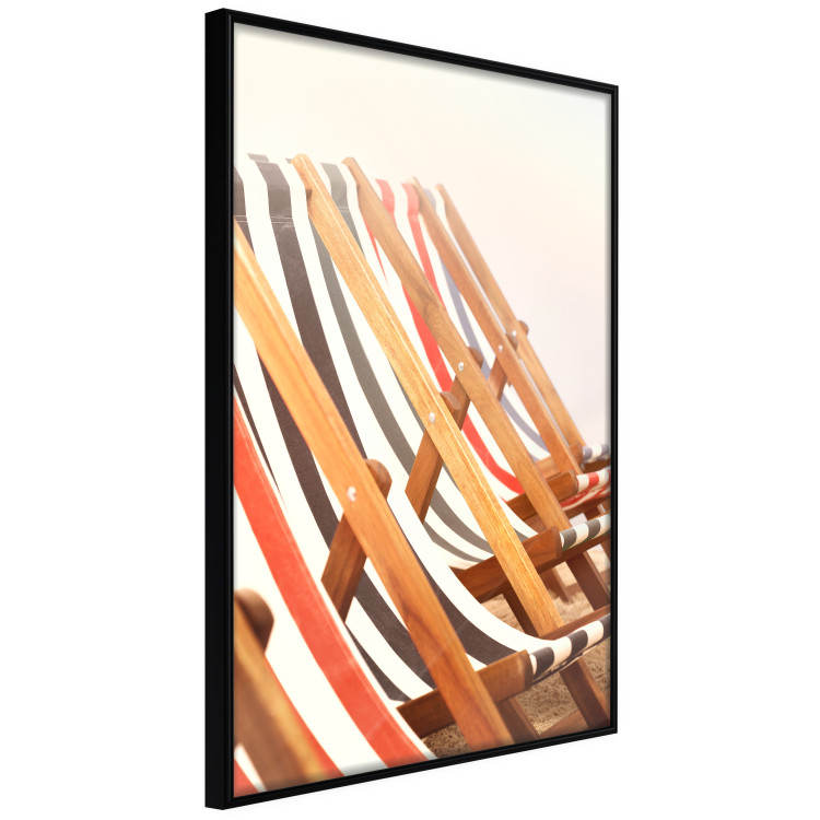 Poster Sunny Bathing - summer composition with colorful beach loungers 135888 additionalImage 3