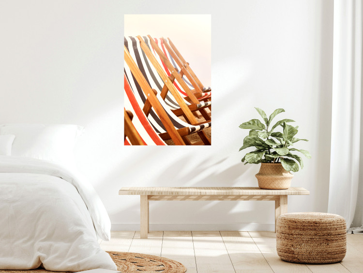 Poster Sunny Bathing - summer composition with colorful beach loungers 135888 additionalImage 13