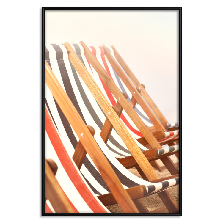 Poster Sunny Bathing - summer composition with colorful beach loungers 135888 additionalImage 16