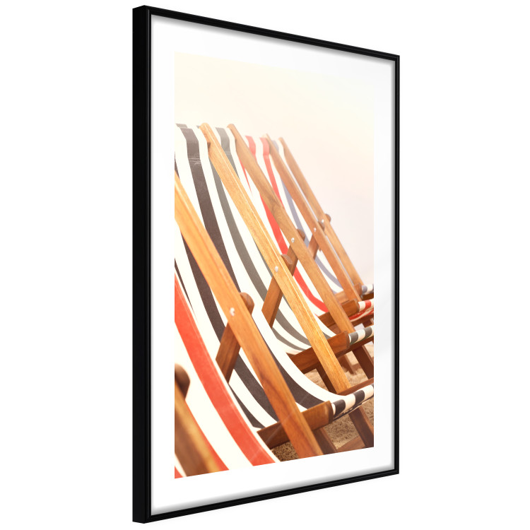 Poster Sunny Bathing - summer composition with colorful beach loungers 135888 additionalImage 4