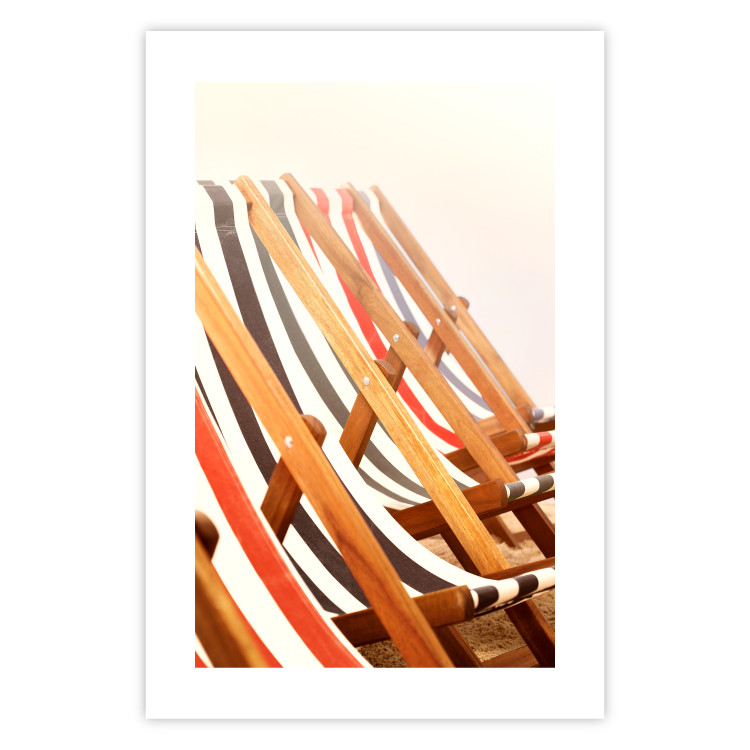 Poster Sunny Bathing - summer composition with colorful beach loungers 135888 additionalImage 20