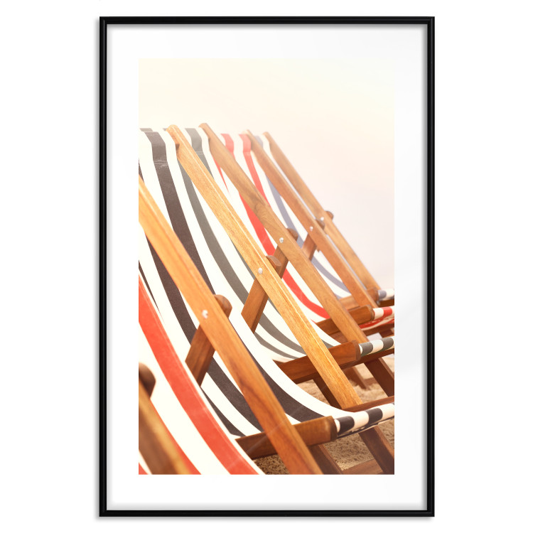 Poster Sunny Bathing - summer composition with colorful beach loungers 135888 additionalImage 15