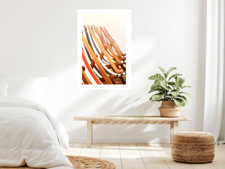 Poster Sunny Bathing - summer composition with colorful beach loungers 135888 additionalImage 12