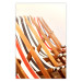 Poster Sunny Bathing - summer composition with colorful beach loungers 135888