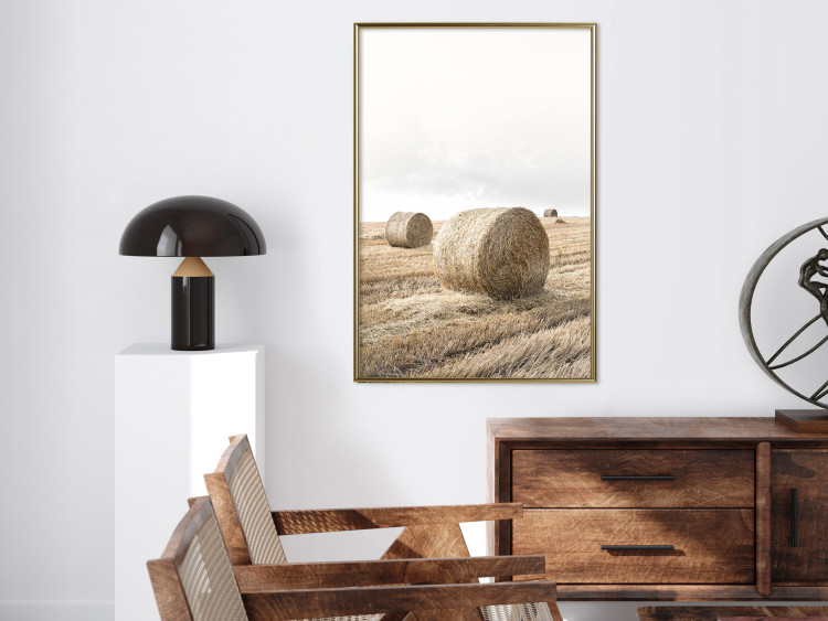 Wall Poster Haystack - rural landscape overlooking brown fields during harvest 137688 additionalImage 21