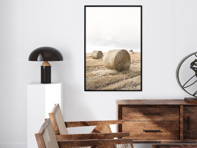 Wall Poster Haystack - rural landscape overlooking brown fields during harvest 137688 additionalImage 20