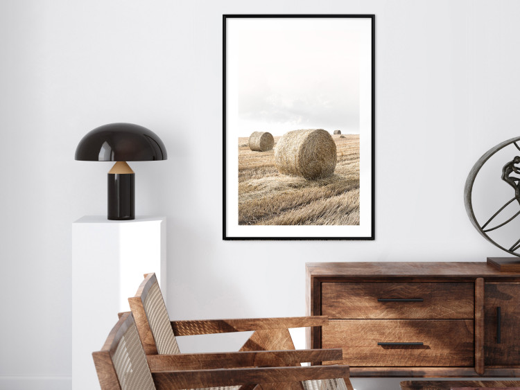 Wall Poster Haystack - rural landscape overlooking brown fields during harvest 137688 additionalImage 27