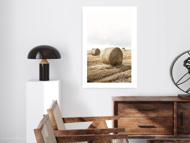 Wall Poster Haystack - rural landscape overlooking brown fields during harvest 137688 additionalImage 18
