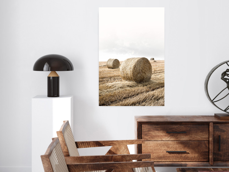 Wall Poster Haystack - rural landscape overlooking brown fields during harvest 137688 additionalImage 17