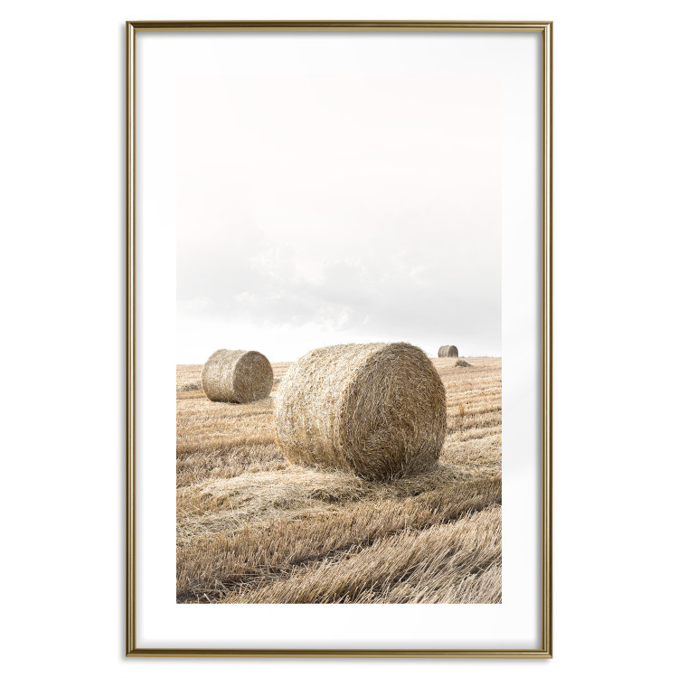 Wall Poster Haystack - rural landscape overlooking brown fields during harvest 137688 additionalImage 13