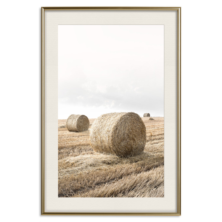 Wall Poster Haystack - rural landscape overlooking brown fields during harvest 137688 additionalImage 18