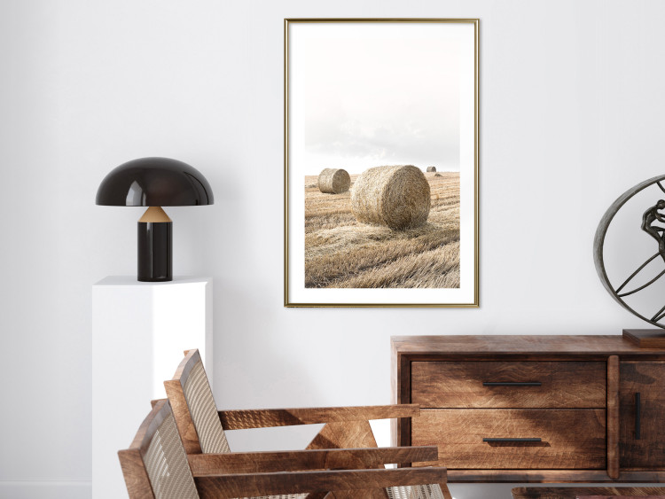 Wall Poster Haystack - rural landscape overlooking brown fields during harvest 137688 additionalImage 24