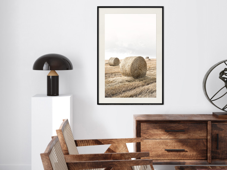 Wall Poster Haystack - rural landscape overlooking brown fields during harvest 137688 additionalImage 25