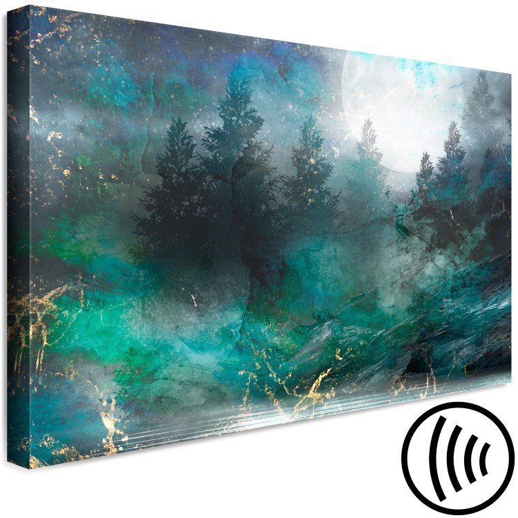 Canvas Art Print Turquoise Fullness (1-piece) Wide - coniferous forest against the moon 138188 additionalImage 6