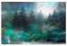Canvas Art Print Turquoise Fullness (1-piece) Wide - coniferous forest against the moon 138188