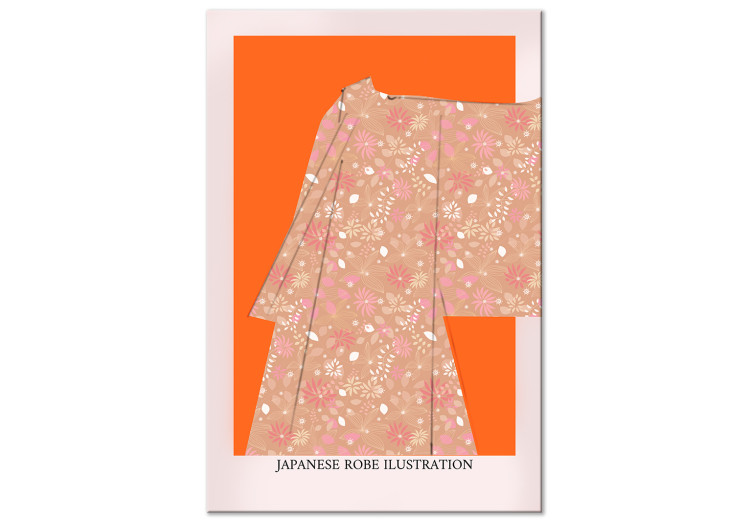 Canvas Art Print Japanese Kimono (1-piece) Vertical - text and Zen-style clothing 142488