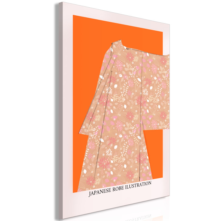 Canvas Art Print Japanese Kimono (1-piece) Vertical - text and Zen-style clothing 142488 additionalImage 2