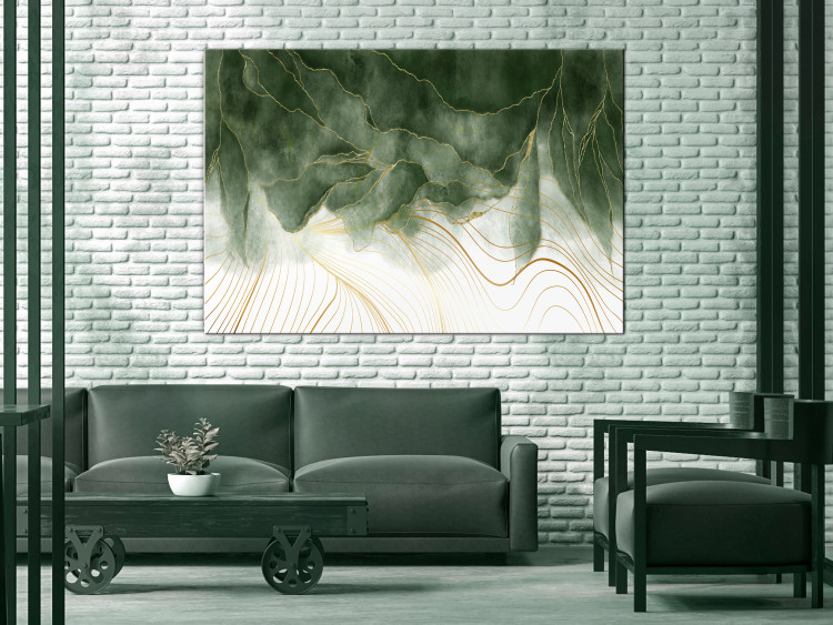 Canvas In My Dream (1-piece) Wide - elegant abstraction with greenery 142788 additionalImage 3