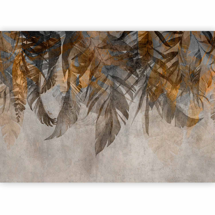 Wall Mural Curtain of plants - landscape with composition of leaves and orange accent 144488 additionalImage 1