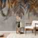 Wall Mural Curtain of plants - landscape with composition of leaves and orange accent 144488