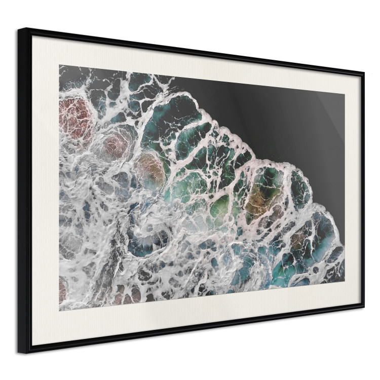 Poster Water Abstraction - Foaming Color Wave on a Black Shore Background 145188 additionalImage 7