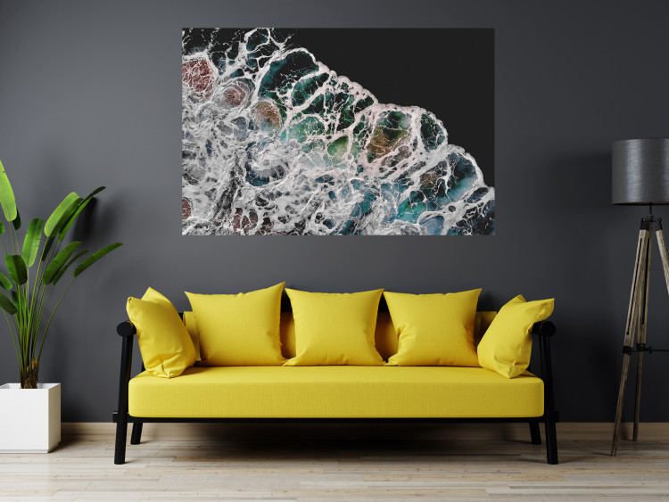 Poster Water Abstraction - Foaming Color Wave on a Black Shore Background 145188 additionalImage 12