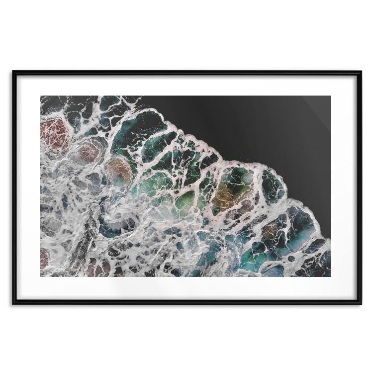 Poster Water Abstraction - Foaming Color Wave on a Black Shore Background 145188 additionalImage 24