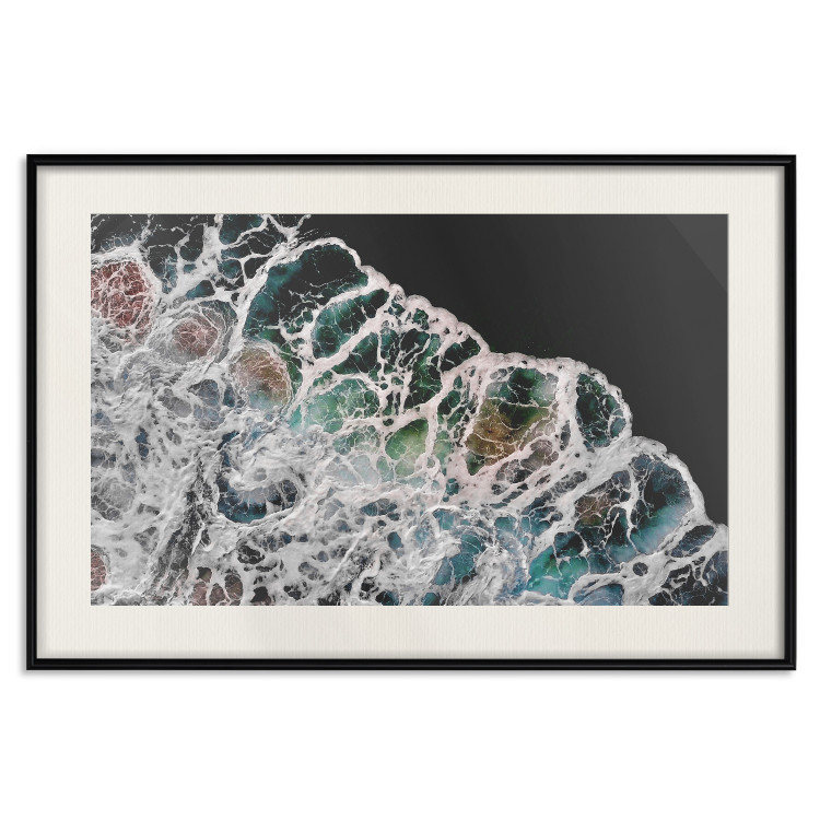 Poster Water Abstraction - Foaming Color Wave on a Black Shore Background 145188 additionalImage 26