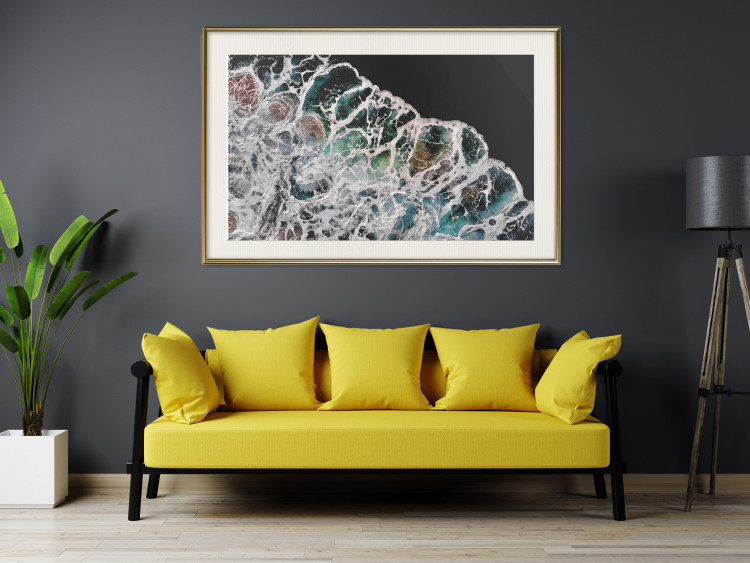 Poster Water Abstraction - Foaming Color Wave on a Black Shore Background 145188 additionalImage 18