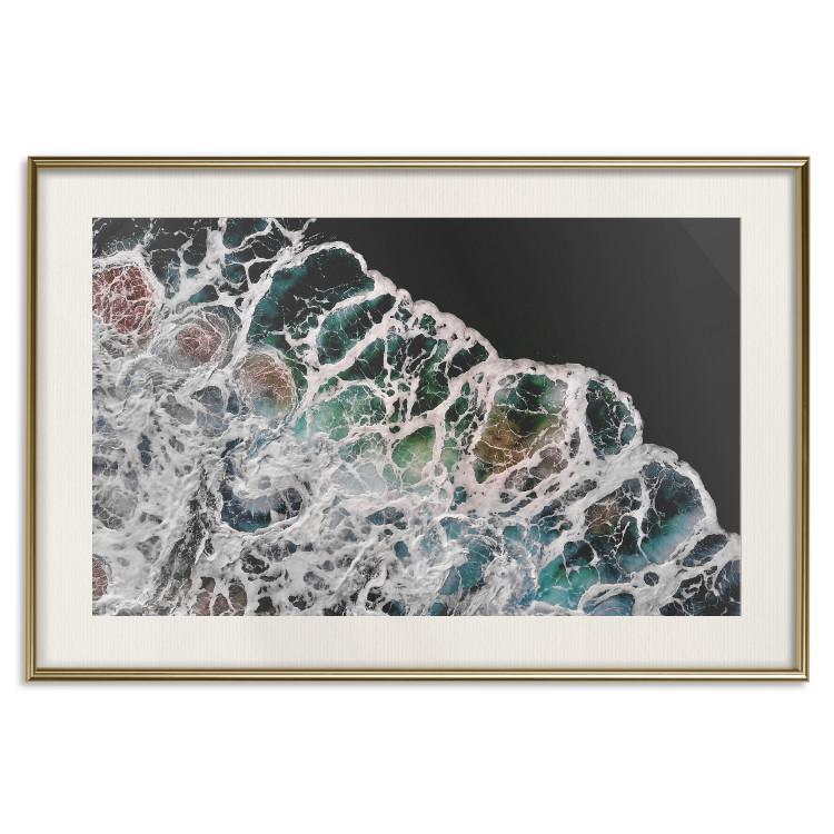 Poster Water Abstraction - Foaming Color Wave on a Black Shore Background 145188 additionalImage 27