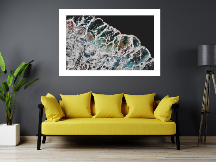 Poster Water Abstraction - Foaming Color Wave on a Black Shore Background 145188 additionalImage 14