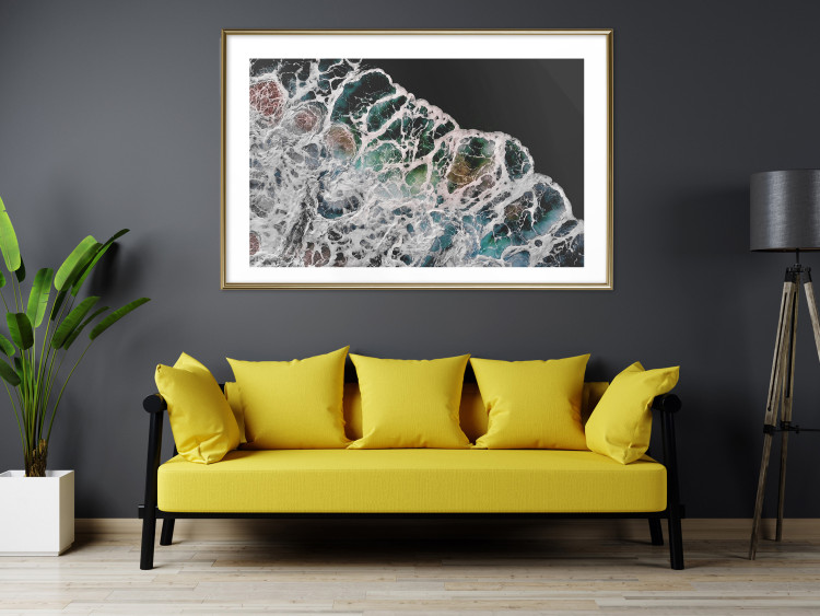 Poster Water Abstraction - Foaming Color Wave on a Black Shore Background 145188 additionalImage 17