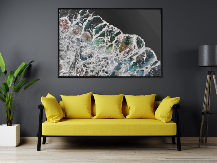 Poster Water Abstraction - Foaming Color Wave on a Black Shore Background 145188 additionalImage 11