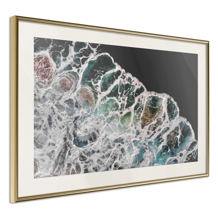 Poster Water Abstraction - Foaming Color Wave on a Black Shore Background 145188 additionalImage 10