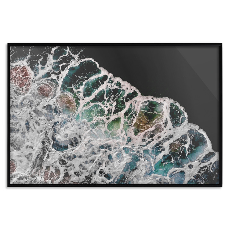 Poster Water Abstraction - Foaming Color Wave on a Black Shore Background 145188 additionalImage 23