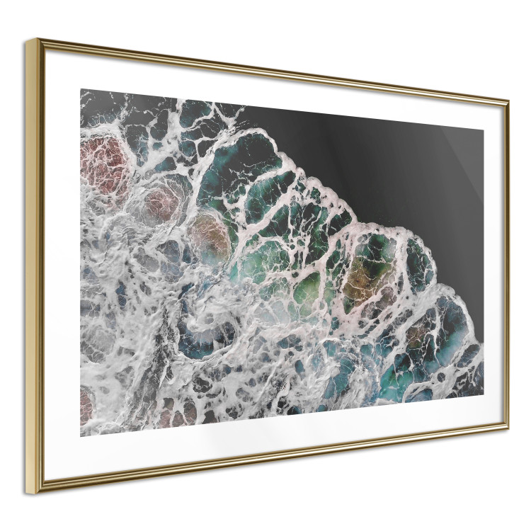 Poster Water Abstraction - Foaming Color Wave on a Black Shore Background 145188 additionalImage 9