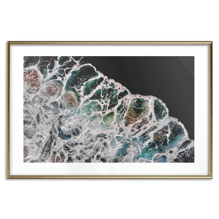 Poster Water Abstraction - Foaming Color Wave on a Black Shore Background 145188 additionalImage 25