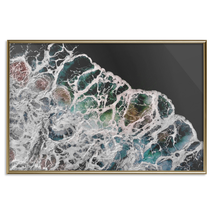 Poster Water Abstraction - Foaming Color Wave on a Black Shore Background 145188 additionalImage 22