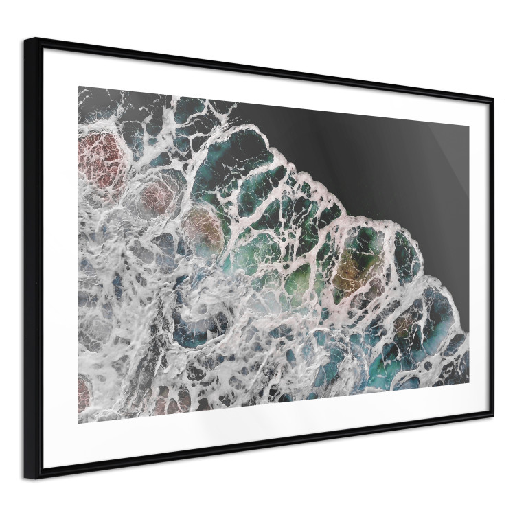 Poster Water Abstraction - Foaming Color Wave on a Black Shore Background 145188 additionalImage 8