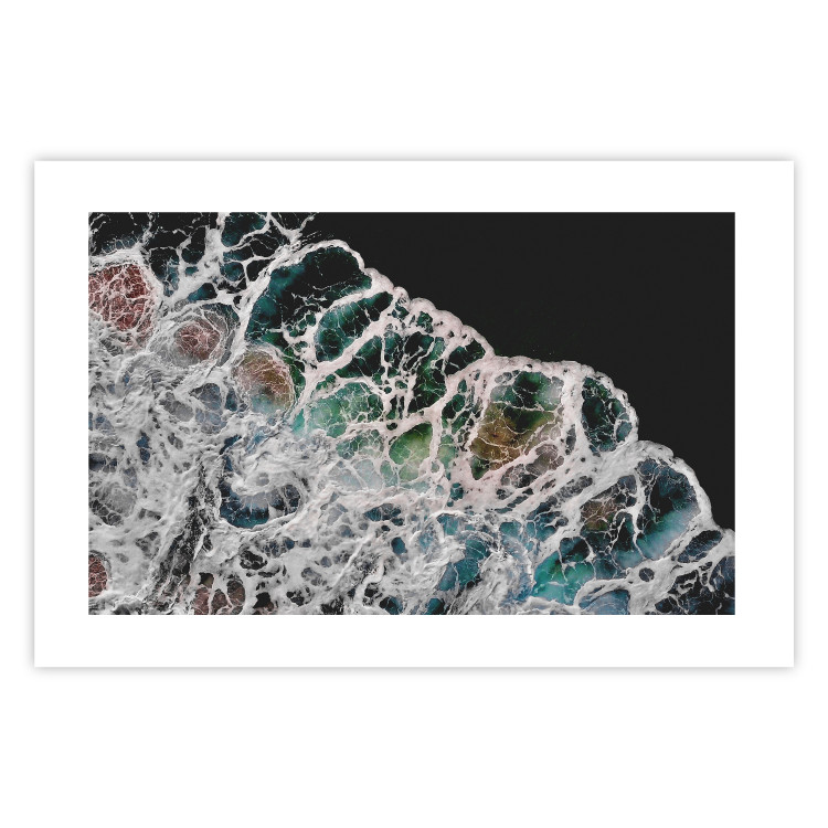 Poster Water Abstraction - Foaming Color Wave on a Black Shore Background 145188 additionalImage 20