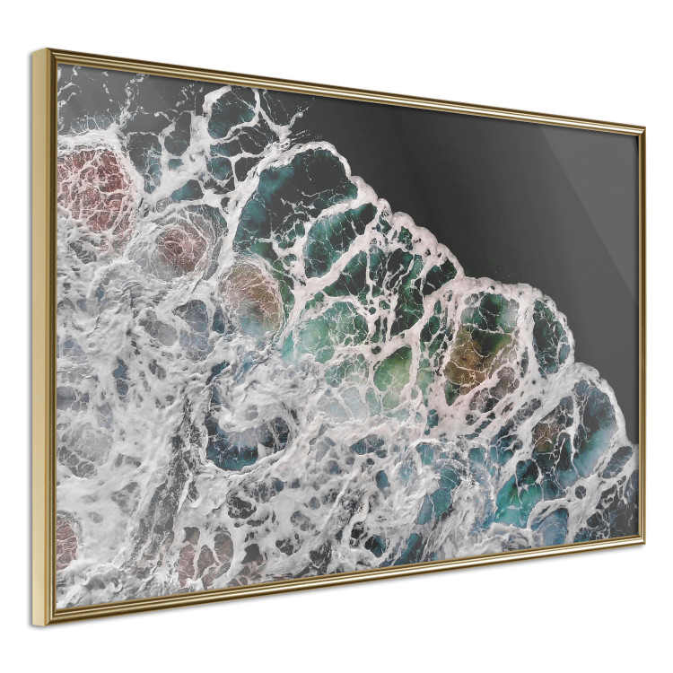 Poster Water Abstraction - Foaming Color Wave on a Black Shore Background 145188 additionalImage 4