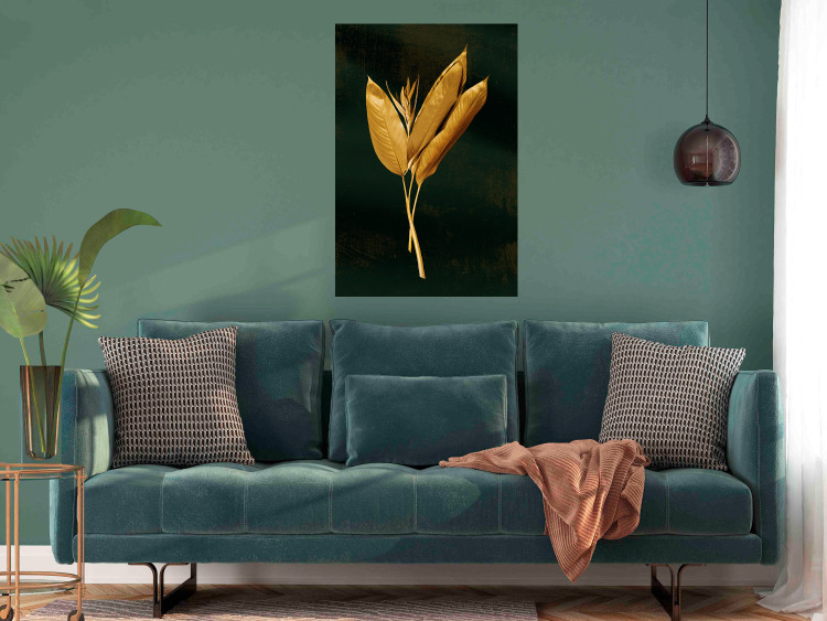 Poster Golden Vegetation - Bouquet of Leaves on a Dark Green Background 145488 additionalImage 12