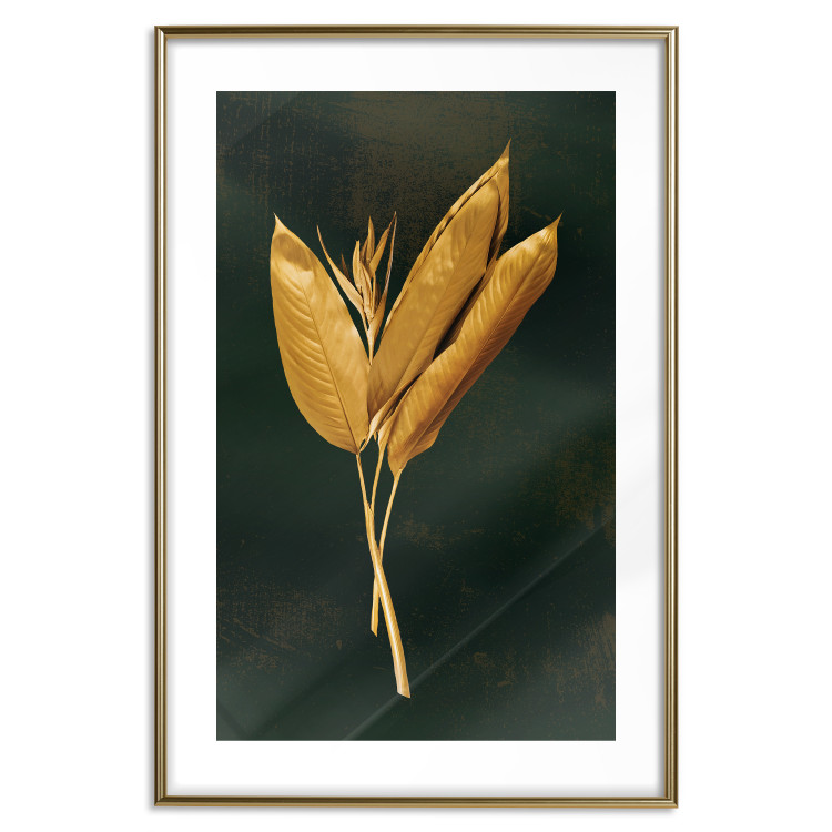 Poster Golden Vegetation - Bouquet of Leaves on a Dark Green Background 145488 additionalImage 25