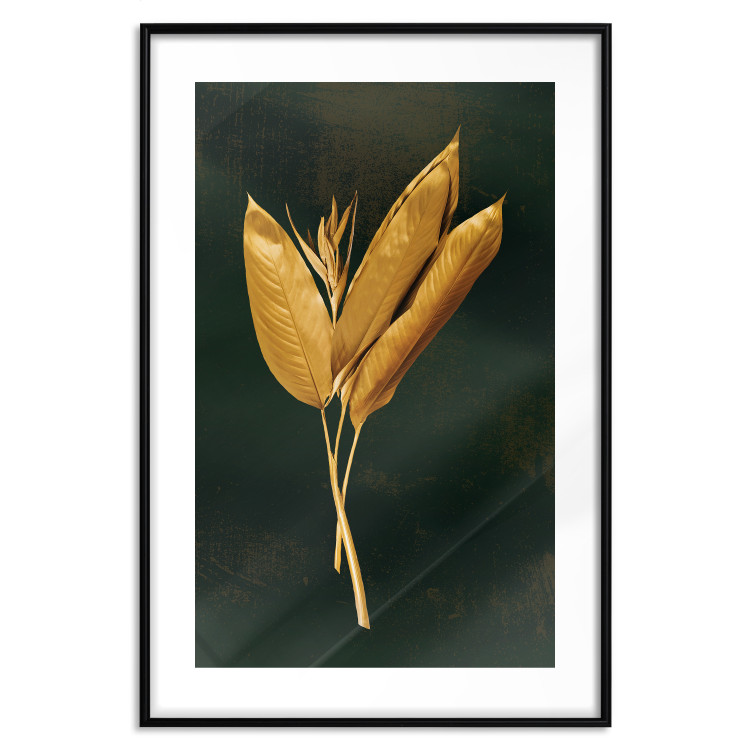 Poster Golden Vegetation - Bouquet of Leaves on a Dark Green Background 145488 additionalImage 24